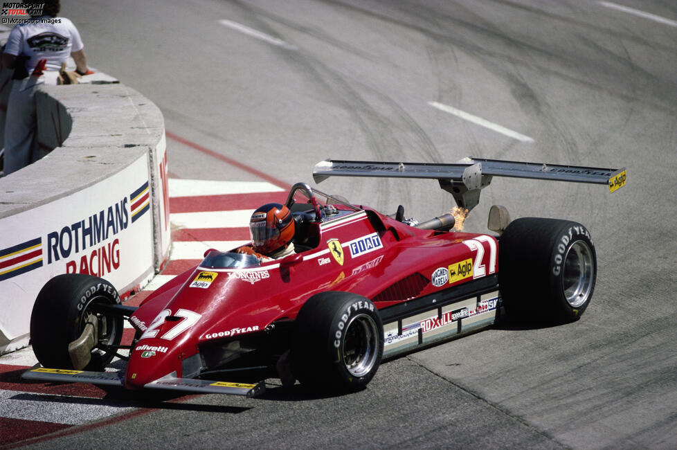 1982: Ferrari-Liebling Gilles Villeneuve im Ferrari 126C2, das für ihn zum Schicksalsauto wird: Er verunglückt tödlich in Zolder.