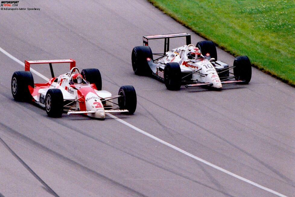 #3 - 1991: Duell zwischen Indy-Könner vom Dienst und Indy-Pechvogel vom Dienst. Rick Mears verliert P1 bei einem späten Restart an Michael Andretti, als dieser mit kalten Reifen in Turn 1 außen vorbeipfeift. Eine Runde später schlägt Mears mit dem gleichen Manöver zurück und holt seinen vierten Indy-500-Sieg.