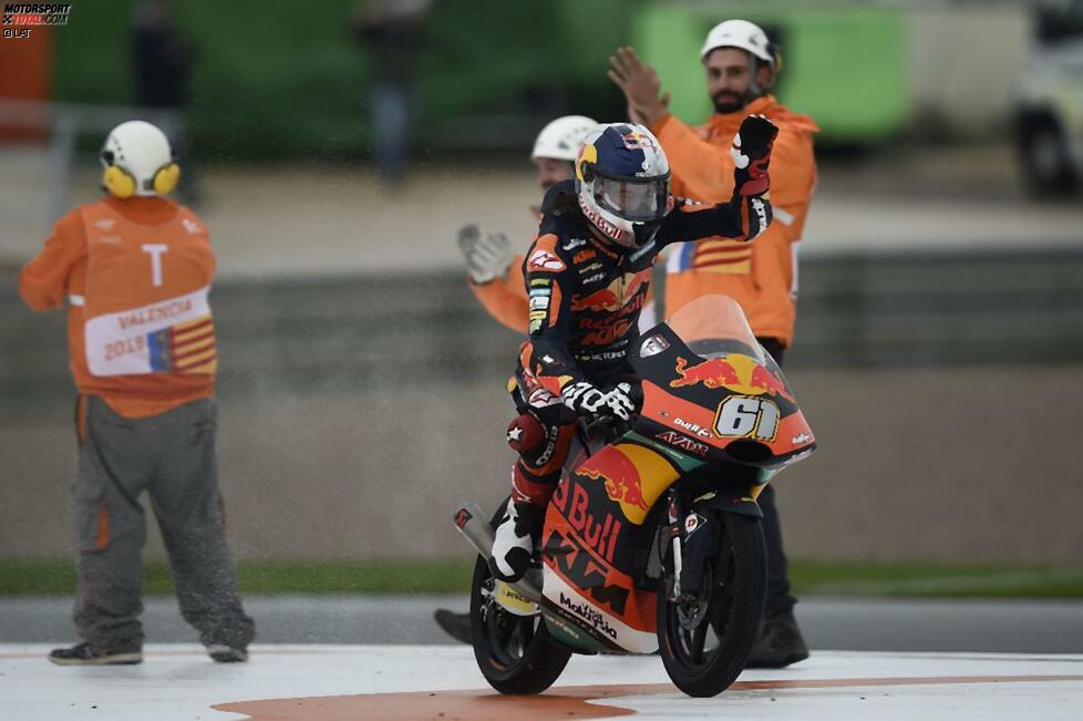 Can Öncü gelang 2018 in Valencia als Wildcard-Starter für Red Bull KTM Ajo ein sensationeller Triumph im Regen. Er wurde jüngster GP-Sieger.