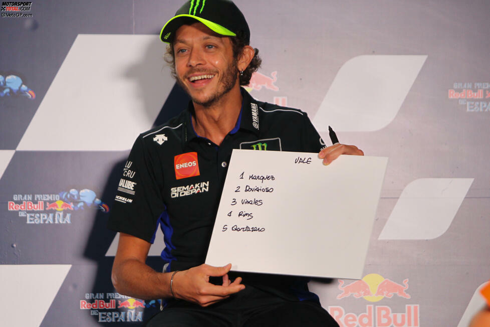 Valentino Rossi: 1. Marquez, 2. Dovizioso, 3. Vinales, 4. Rins, 5. Quartararo