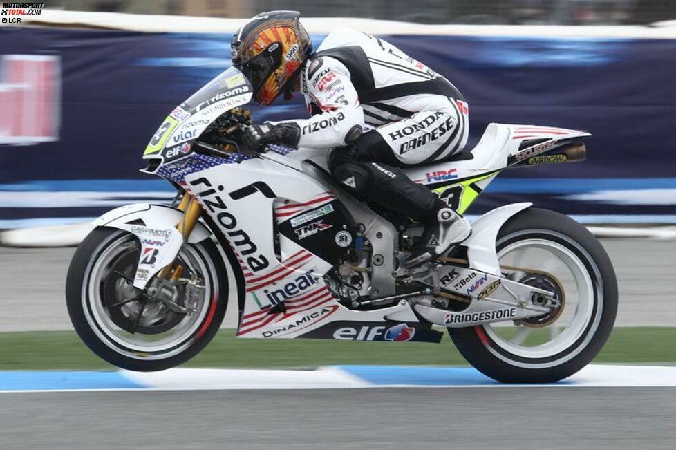 Laguna Seca 2011: Im Alter von 37 Jahren gibt der US-Amerikaner Ben Bostrom, ebenfalls AMA-Pilot, sein Debüt in der MotoGP. Mit einer Wildcard tritt er für das LCR-Team auf einer Honda RC212V an, fällt aber aus.