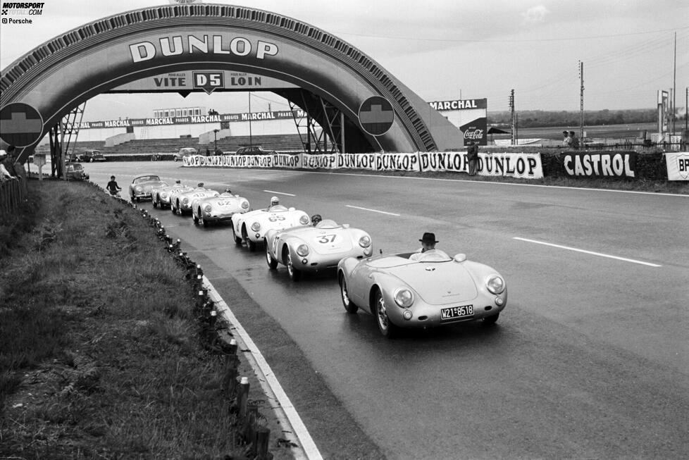 Porsche 550 Spyder in Le Mans 1955.