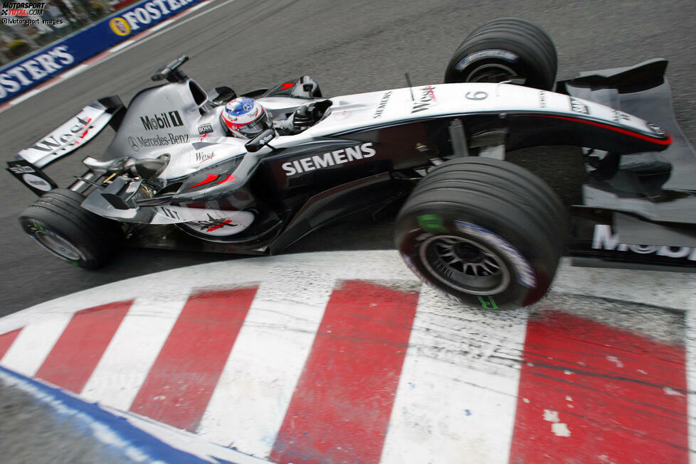 2. Grand Prix von Belgien 2004, Spa (McLaren, P1): Nur von P10 gestartet, kämpft sich Räikkönen nach dem Start zwar bis auf Rang fünf nach vorn, erleidet bei einem Kontakt aber einen Diffusorschaden. Andere trifft es noch schlimmer, weshalb das Safety-Car kommt. Beim Re-Start übernimmt Räikkönen Platz vier von Schumacher.