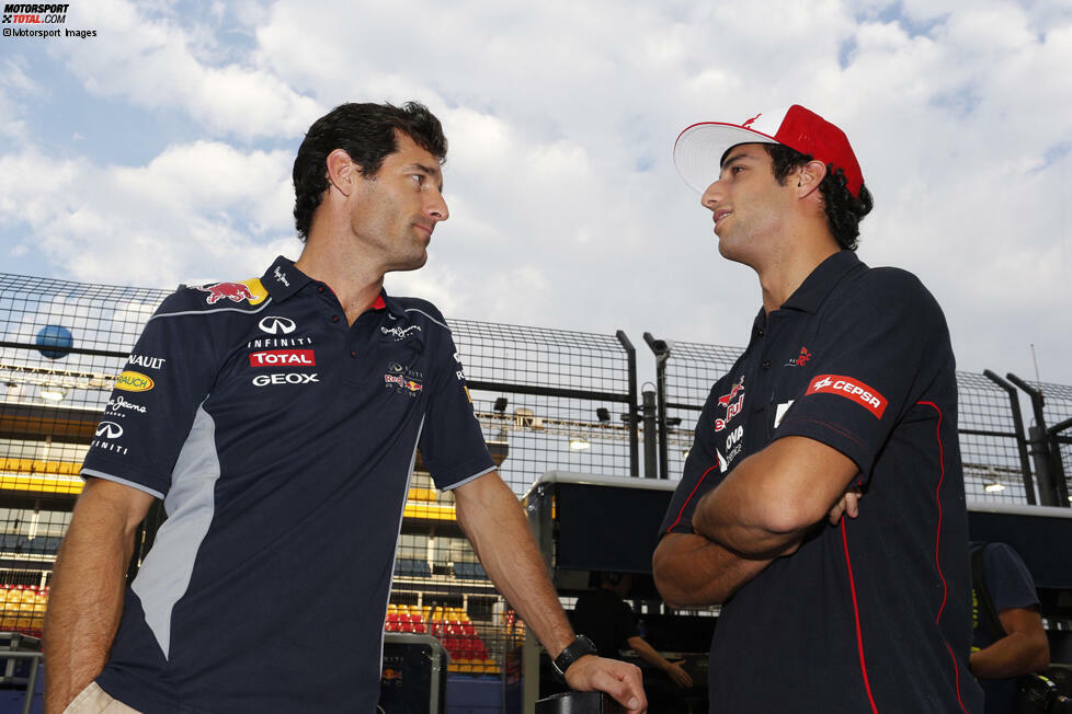 ... und Webber schlägt Ricciardo als seinen Nachfolger vor. In der Startaufstellung zum Belgien-Grand-Prix plaudert er aus dem Nähkästchen: 