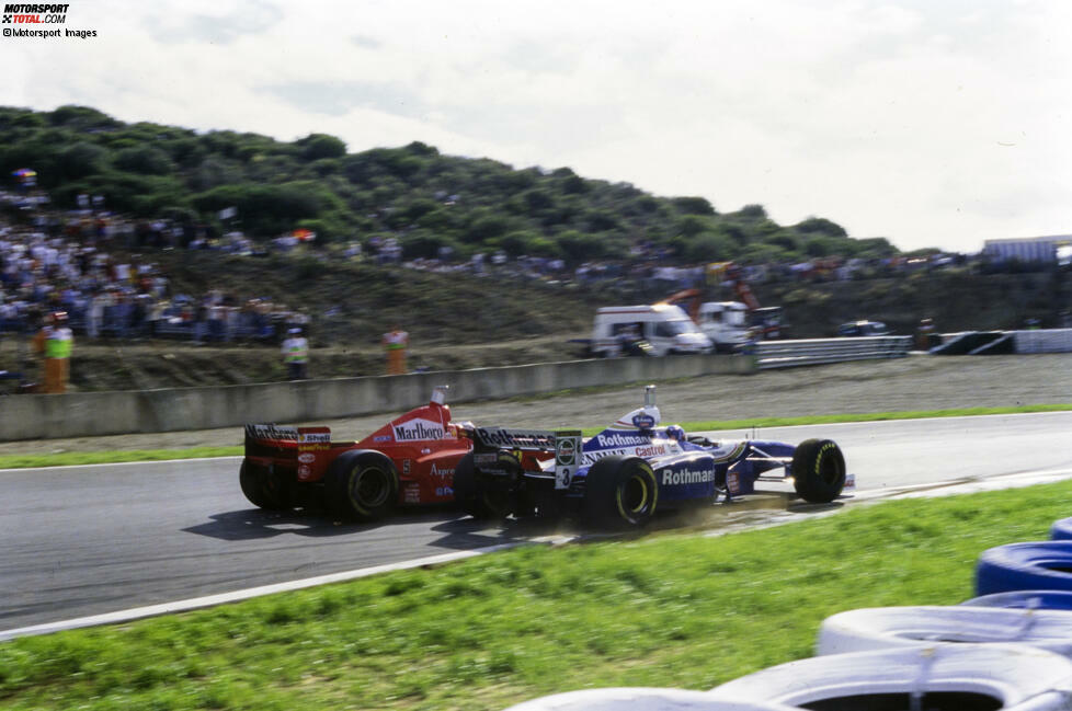 Jerez 1997 - Noch eine Kollision, die eine WM entscheidet. Der Rammstoß von Michael Schumacher gegen Jacques Villeneuve geht ebenfalls in die Formel-1-Geschichte ein. 