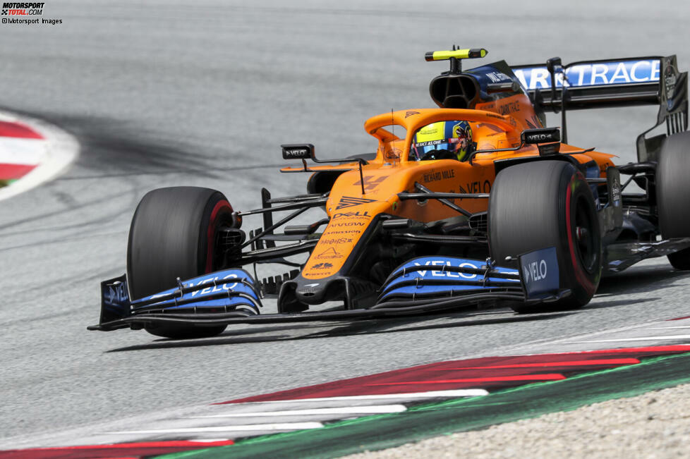 Lando Norris (2): Rechtfertigt P5 im McLaren eine 1? Für uns nicht, denn zum einen handelte sich Norris am Freitag eine unnötige Strafe ein, zum anderen profitierte er im Rennen von einigen Zwischenfällen vor ihm. Die 2 gibt's dafür, dass er seine Chancen optimal genutzt hat. Für die 1 fehlt noch ein bisschen.