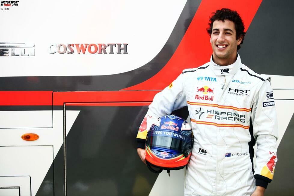 #2 Daniel Ricciardo bei HRT: Jeder muss einmal klein anfangen. Doch während die meisten Red-Bull-Junioren über Toro Rosso einsteigen, musste Daniel Ricciardo noch eine Stufe darunter beginnen. Bei Hinterbänkler HRT ersetzte er Narain Karthikeyan zu Saisonmitte. Fun Fact: Im einzigen gemeinsamen Rennen landete er hinter dem Inder.