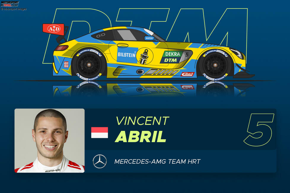 #5 Vincent Abril (26) - Ranking: ****** (6 Sterne) 
Der von Olivier Panis aufgebaute Monegasse war jahrelang Bentleys GT3-Werksfahrer und holte 2015 den Titel in der Blancpain-Sprintserie. Er ist ein schneller Mann und kennt sein Team von der GTWCE-Saison im Vorjahr, dafür sind viele DTM-Strecken neu für ihn.