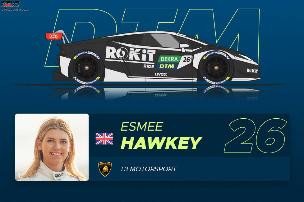 #26 Esmee Hawkey (23) - Ranking: * (1 Stern)
Die Freundin von GT3-Pilot Jordan Pepper wollte eigentlich WEC fahren und ergatterte im letzten Moment ein DTM-Cockpit. Im Vorjahr gewann sie die Pro-Am-Wertung des britischen Porsche-Carrera-Cup, 2019 trat sie aber in der W-Serie kaum in Erscheinung und holte nur einmal Punkte.