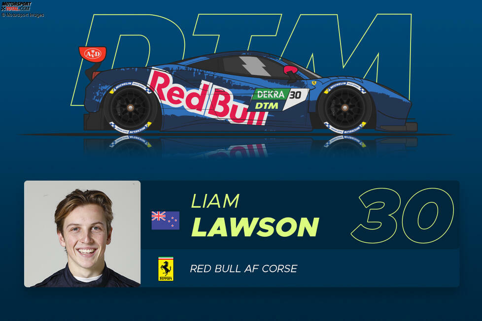 #30 Liam Lawson (19) - Ranking: ******* (7 Sterne)
Der Red-Bull-Junior aus Neuseeland, der auch in der Formel 2 Rennen gewinnt, will unbedingt in die Formel 1 - und gilt als spannendster Youngster im DTM-Feld, zumal er auch im GT3-Auto schnell ist. Sein Ziel muss sein, Alex Albon zu bügeln.