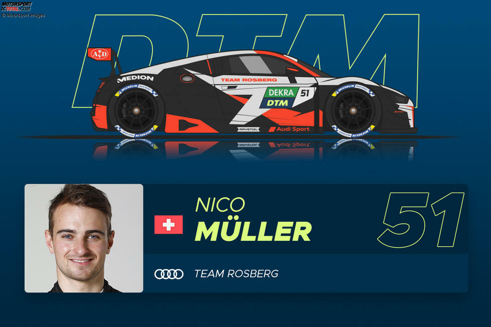#51 Nico Müller (29) - Ranking: ******** (8 Sterne) 
In den vergangenen zwei Jahren war der Schweizer der einzige, der Rene Rast wirklich fordern konnte. Dieses Jahr will er endlich Meister werden. Dass er den Biss hat, hat er 2020 gezeigt. Und bei seinen GT3-Einsätzen bei den Klassikern war er stets schnell.
