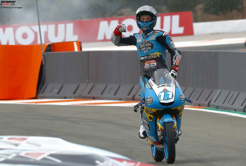 SERGIO GARCIA - 16 Jahre und 240 Tage: Im letzten Rennen seines Rookie-Jahres 2019 gelingt dem Spanier sein bisher größter Erfolg in der Motorrad-WM - er gewinnt seinen Heim-Grand-Prix in Valencia. Auch 2021 fährt Garcia weiterhin Moto3, ist aber mittlerweile von Honda auf GasGas umgestiegen.