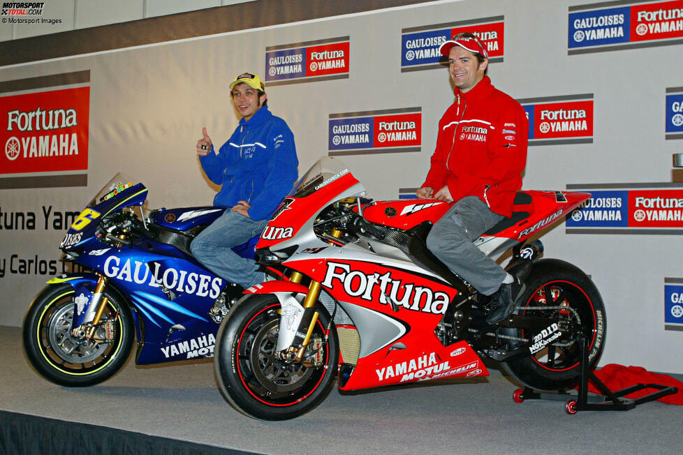 Zuvor wechselt Rossi aber zu Yamaha, wo er im Jahr 2004 auf den Spanier Carlos Checa als Teamkollegen tritt. Allerdings ändert sich auch diese Konstellation schon in der nächsten Saison wieder.
