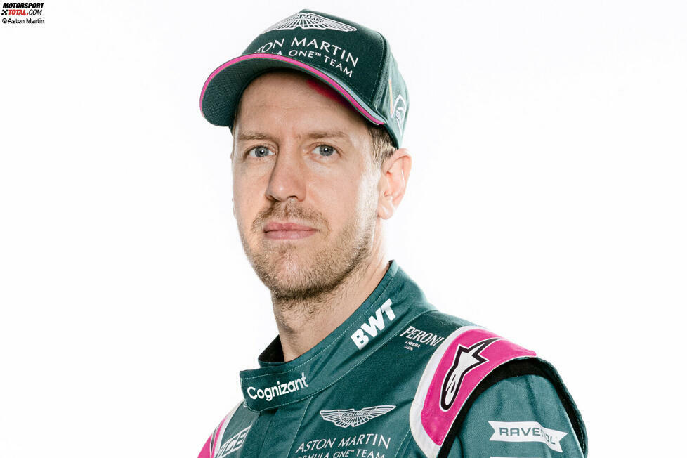 Erstmals in Grün (und einem Hauch Rosa) zeigte sich Sebastian Vettel bei der offiziellen Präsentation des Teams im Aston-Martin-Headquarter in Gaydon in England.
