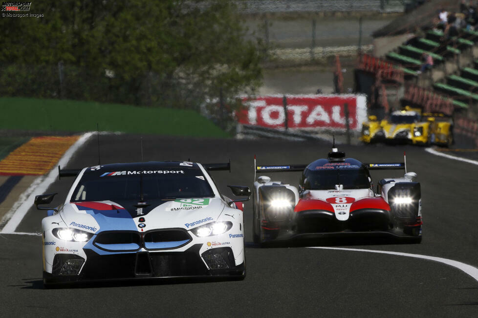 05.05.2018: Nun debütiert der BMW M8 GTE auch in der Langstrecken-WM WEC. Martin Tomczyk/Nick Catsburg in der #81 und Tom Blomqvist/Antonio Felix da Costa in der #82 lauten die Fahrer-Duos, die bei den 6h Spa-Francorchamps an den Start gehen. Die Zielflagge sieht man auf den Plätzen fünf und acht in der GTE-Pro-Kategorie.