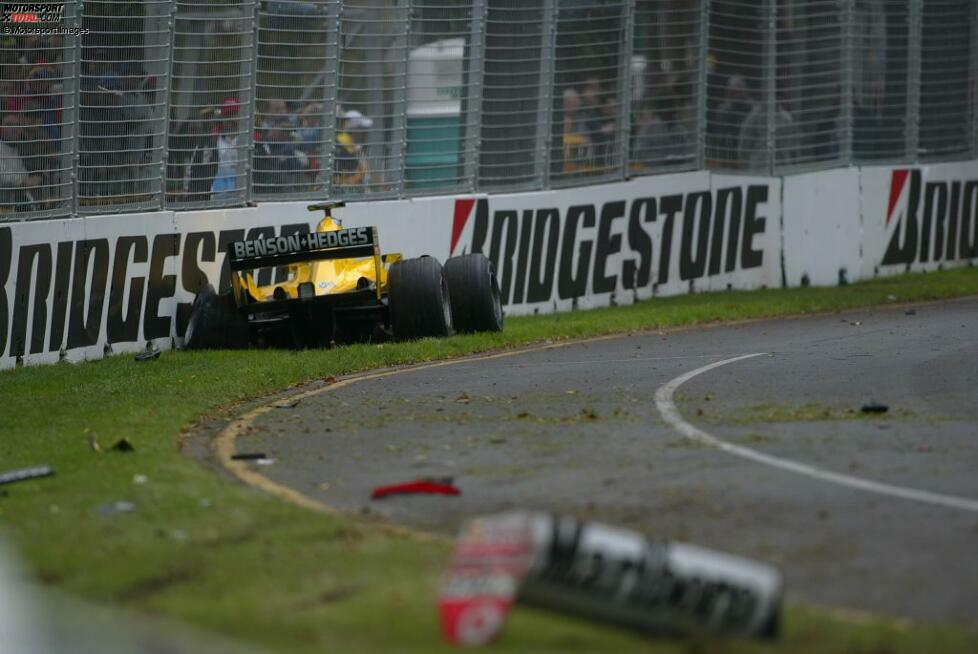 Ferraris Rubens Barrichello fliegt bereits nach fünf Runden auf abtrocknender Strecke ab, eine Runde später tut es ihm der Debütant gleich. In Kurve fünf kracht Firman mit seinen Trockenreifen in die Streckenbegrenzung. Zu dem Zeitpunkt hatte er sich bereits auf Rang acht vorgekämpft.