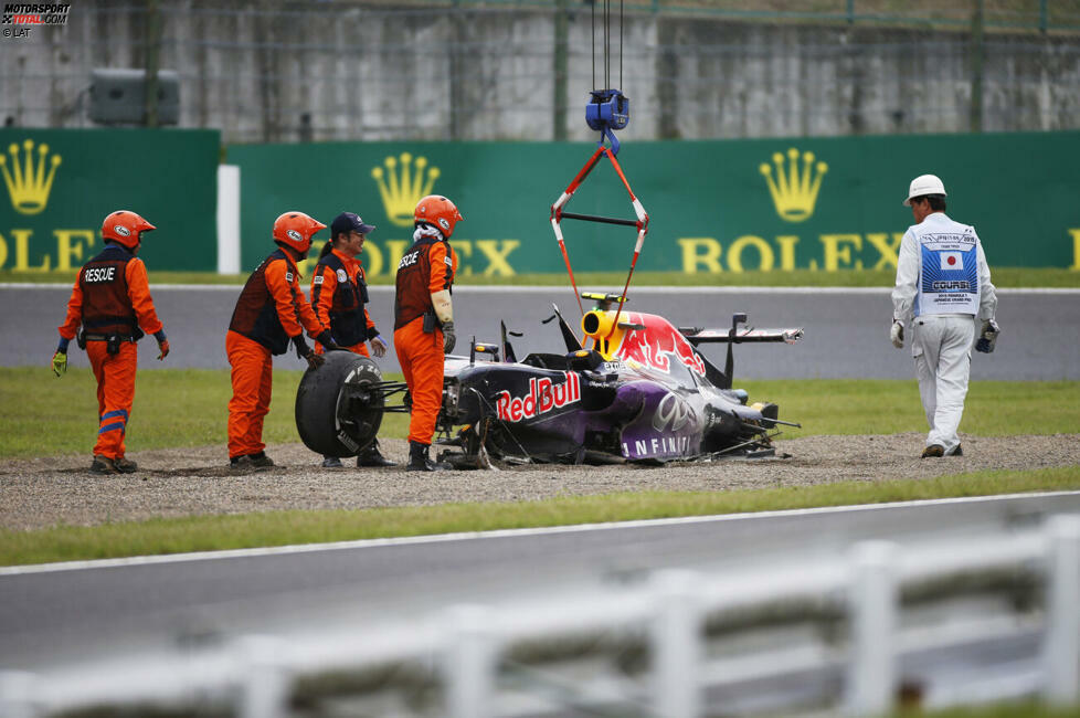 7. Daniil Kwjat (Japan 2015): Im Qualifying fliegt der Red-Bull-Pilot ab, als er mit einem Rad auf das Gras kommt und sein Auto nicht mehr abfangen kann. Q3 ist mit wenigen Restsekunden beendet und Kwjat muss mit einem Ersatzchassis aus der Boxengasse starten. Von dort kommt er nur auf Rang 13 ins Ziel.