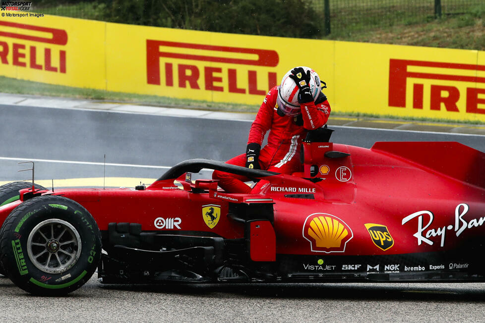 Charles Leclerc (2): Kein ganz optimales Qualifying, aber eine gute Ausgangslage für Ferrari. Das hätte im Rennen was werden können, doch da kam ihm Stroll dazwischen: Wurde unschuldig rausgehauen in Kurve 1, danach war Schluss für Leclerc.