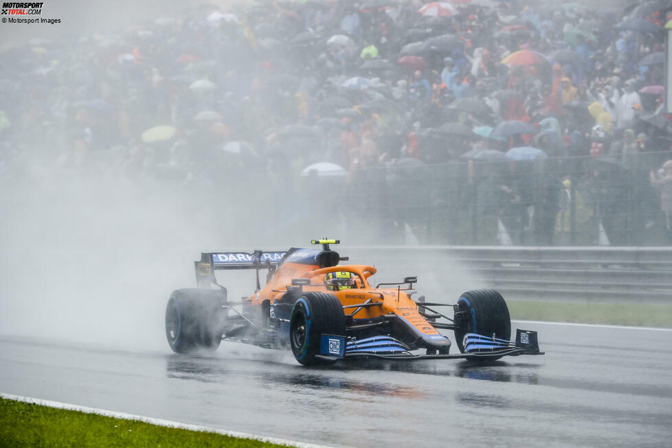 Lando Norris (3): Wie stuft man die Leistung von Norris ein? War der Quali-Crash sein Fehler oder lag es am Wetter? In der Notenkonferenz war von 2 bis 4 alles dabei. Daher Kompromissnote für ihn, weil überragender Speed im Nassen, aber eben auch der Unfall, der vielleicht ein Podium gekostet hat.