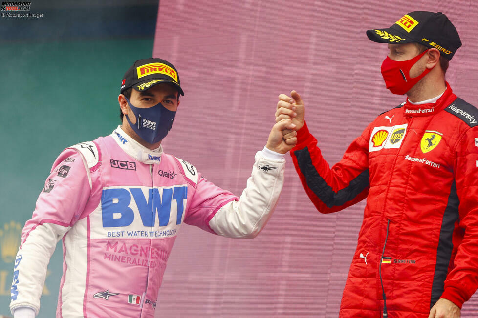9. Podium: Großer Preis der Türkei 2020 für Racing Point - 2. Platz hinter Lewis Hamilton (1./Mercedes) und vor Sebastian Vettel (3./Ferrari)