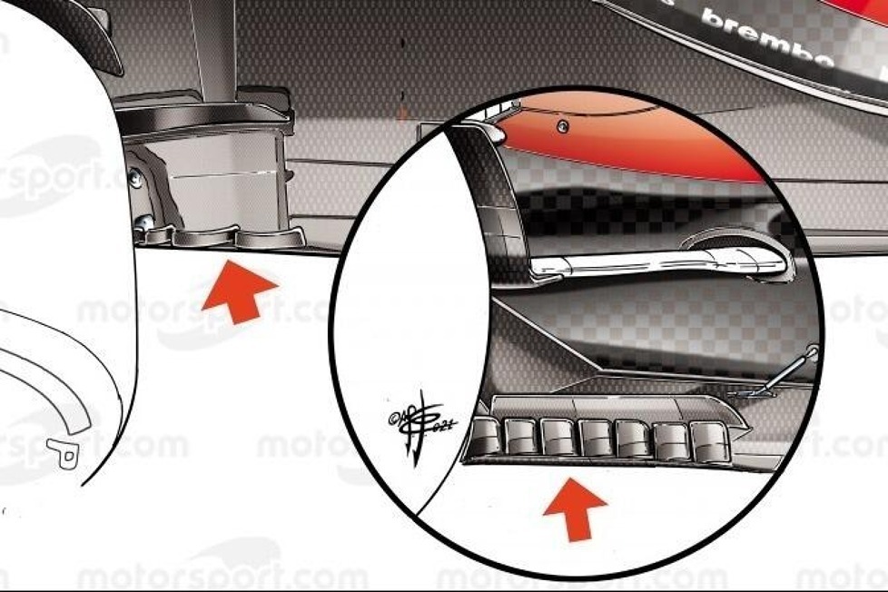 Wie Ferrari im Saisonverlauf 2021 den Unterboden des SF21 modifiziert und welche weiteren Entwicklungen das Rennauto erfahren hat