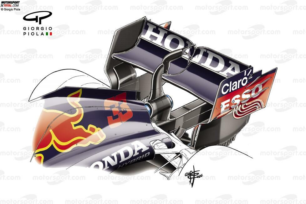 Für den Stadtkurs in Monaco rüstete Red Bull zurück auf einen Flügel für viel Abtrieb. Aber: Es fehlte ein T-Flügel, den andere Teams zusätzlich verwendeten. Das zeigt: Red Bull ist zufrieden mit der Balance seines Rennwagens.