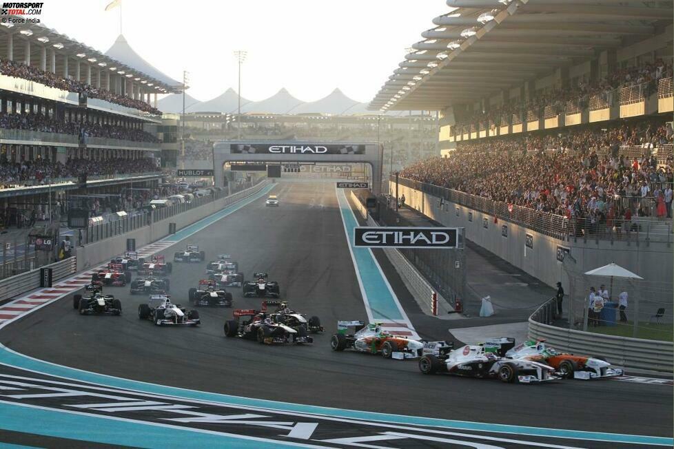 Yas Marina Circuit (Abu Dhabi): Ein großer Parkplatz in der Wüste, ein paar Linien draufgepinselt und fertig ist der Große Preis von Abu Dhabi. Die unterirdische Boxenausfahrt sieht spektakulär aus, aber da hört es auch auf. Nicht umsonst gibt es jedes Jahr die gleiche Diskussion, ob Abu Dhabi der würdige Ort für ein Saisonfinale ist.
