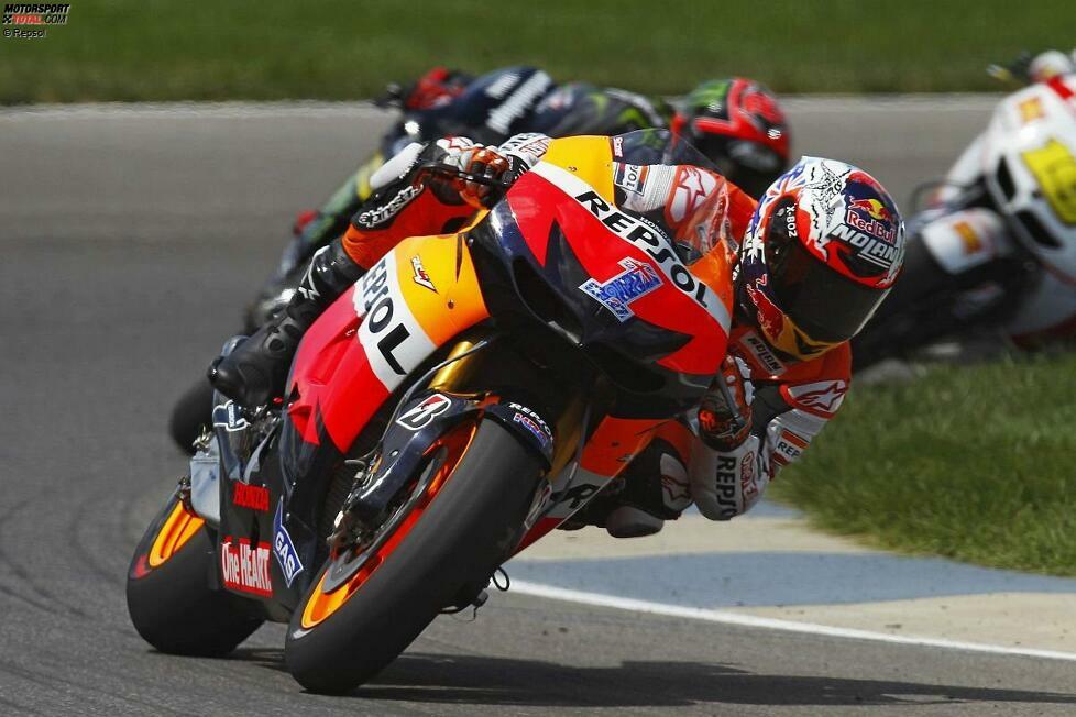 Im Qualifying zum Grand Prix von Indianapolis 2012 verunfallt Casey Stoner bei einem Highsider und zieht sich dabei Knochenbrüche- und -absplitterungen im rechten Fuß und Knöchel zu. Trotzdem tritt er im Rennen an.