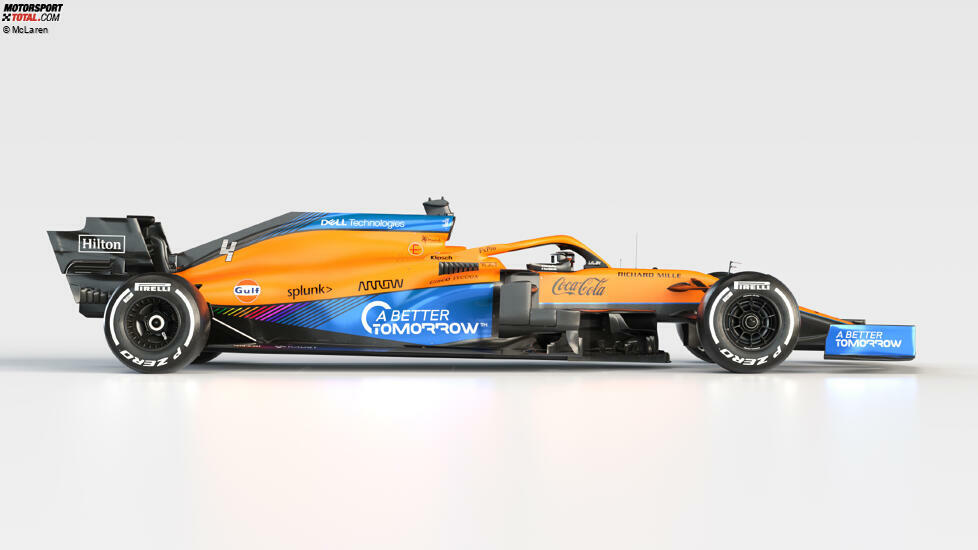 Das Farbdesign des McLaren MCL35M orientiert sich am Vorjahresauto MCL35. Der Zusatz 