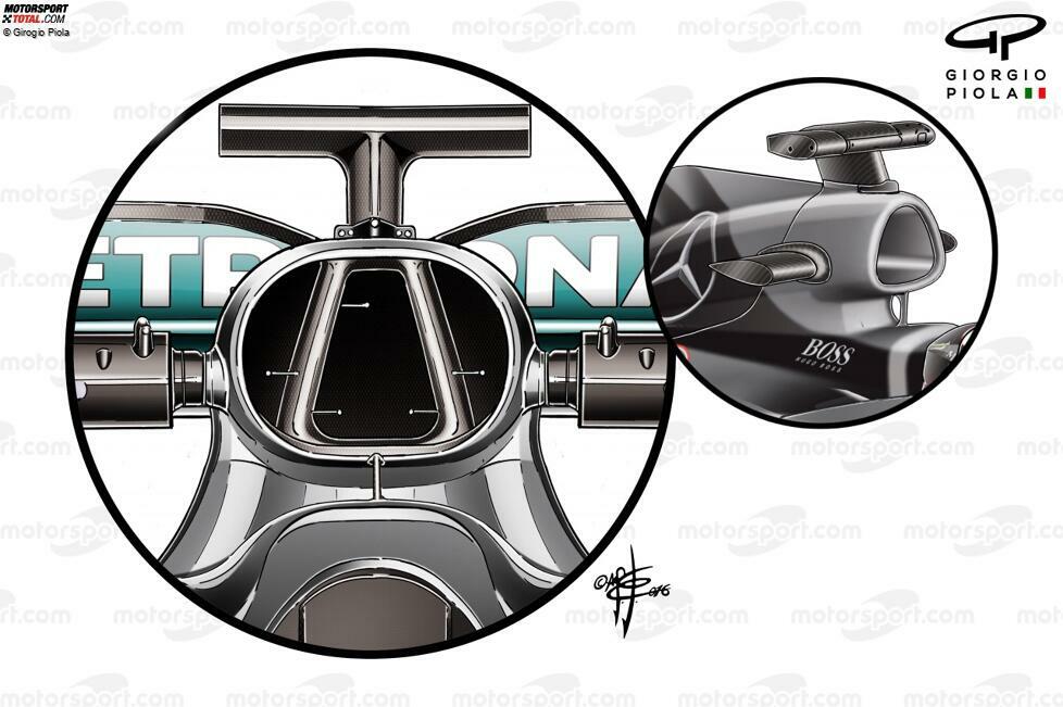 Dem W07 des Jahres 2016 verpasste man außerdem eine überarbeitete Airbox. Dieses Design verwendete das Team danach auch in den folgenden Jahren. So wurde die Airbox insgesamt vergrößert und in drei Abschnitte geteilt. Dadurch konnte man auch das Packaging noch einmal verbessern.