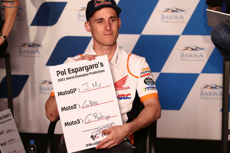 Pol Espargaro (Honda) tippt ebenfalls auf Joan Mir und glaubt, dass sich der Suzuki-Pilot nach 2020 auch 2021 im WM-Kampf durchsetzen wird: 