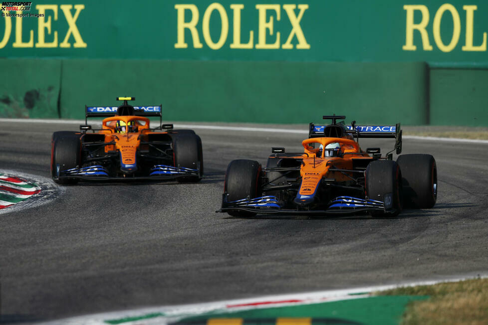 Lando Norris (1): Hätte das Rennen vielleicht gewinnen können, verzichtete aber darauf, den Teamkollegen anzugreifen. Zeichnete sich in Monza als Teamplayer aus und blockte nach hinten in Sprint und Rennen fast alle Angriffe auf McLaren ab. Dafür gibt's von uns (mit leichten Abzügen für die etwas schlechteren Starts) die Bestnote!