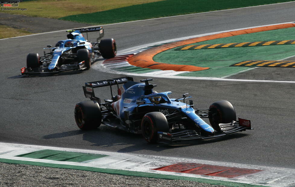 Fernando Alonso (2): Das ganze Wochenende über schneller als der Teamkollege, daher gibt's auch eine bessere Note. Dazu im eher langweiligen Sprint wieder einmal eines der wenigen Highlights gesetzt. Viel mehr als P8 war im Alpine in Monza wohl einfach nicht drin. Unterm Strich also eine 