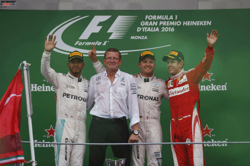 Trio auf dem Podium (Lewis Hamilton, Nico Rosberg und Sebastian Vettel - 14): 14-mal standen die drei zusammen auf dem Podest. Läuft es wie 2020, dann ist dieser Rekord aber bald Geschichte. Hamilton, Valtteri Bottas und Max Verstappen standen zusammen inzwischen 13-mal auf dem Treppchen. Zwei weitere Male scheinen machbar.