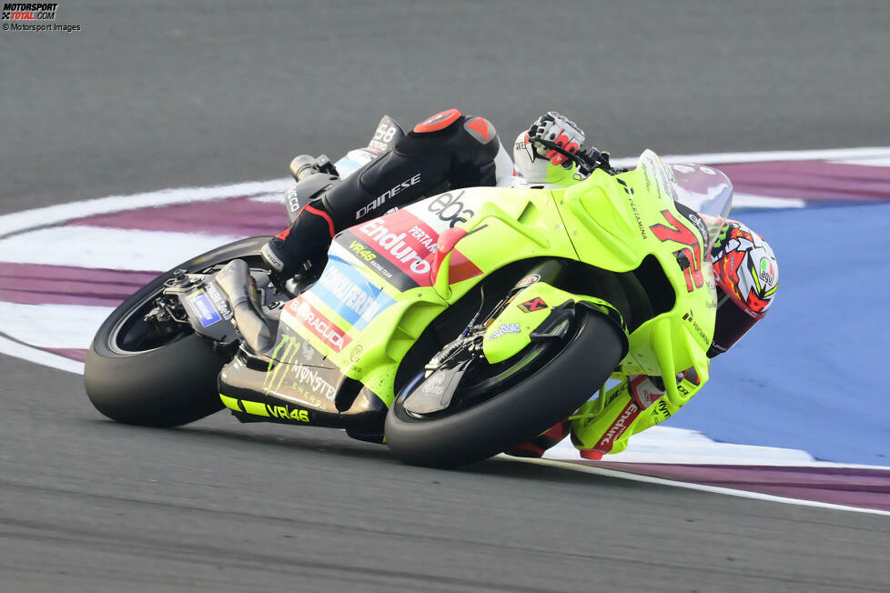 2024 kann Bezzecchi an seine Erfolge von 2023 nicht anknüpfen. Auffällig ist in seinem letzten Jahr im VR46-Team nur die Lackierung des Motorrads. Als bestes Ergebnis sprint für 