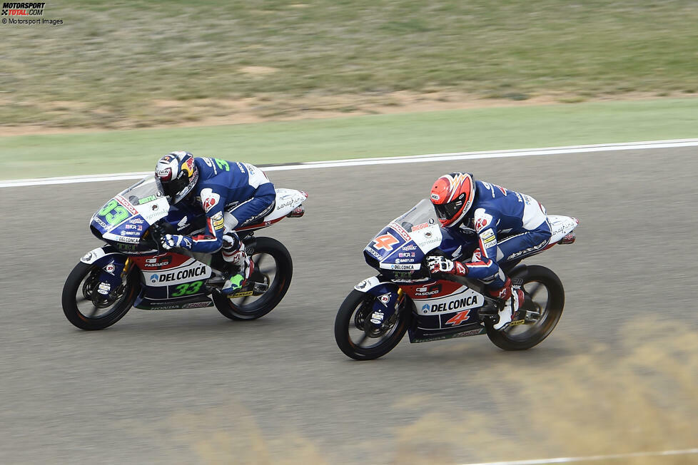 Nach einem vorgezogenen Debüt im November 2015 in Valencia fährt Di Giannantonio im Jahr 2016 seine erste volle WM-Saison. Im Gresini-Team in der Moto3-Klasse ist Di Giannantonio (#4) der Teamkollege von Enea Bastianini und erringt direkt als Rookie seine ersten Podestplätze.