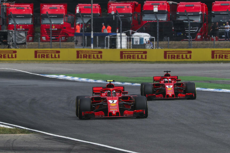 ... in Runde 26 ebenfalls mit neuen Reifen aus der Box kommt, hat er den Finnen jedoch schnell eingeholt, kommt aber nicht vorbei. Nach rundenlangem Hinterherfahren, was Vettels Pace und Reifen beeinträchtigt, funkt Ferrari zu Räikkönen, dass die beiden auf unterschiedlichen Strategien seien und er seinen Teamkollegen ...