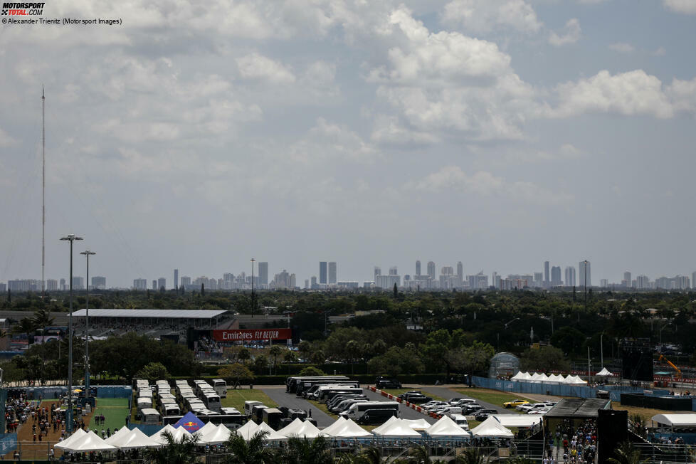 Aussicht auf die City von Miami. Das Rennen findet streng genommen in Miami Gardens statt.