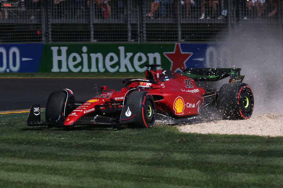 ... auch Leclerc rodelt mehrfach durch die Grünanlagen im Albert Park, einmal sogar nach einer Startübung, direkt aus der Boxengasse kommend! Leclerc ist es aber auch, der ...
