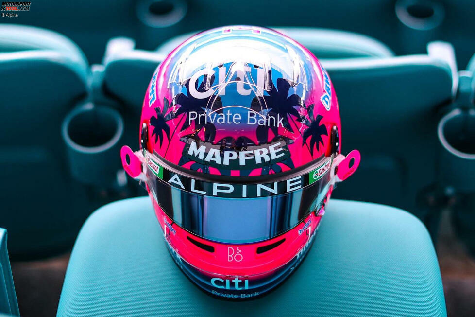 ... beim Miami-Helm von Fernando Alonso. Auch hier spielt Rosa eine große Rolle, genau wie ...