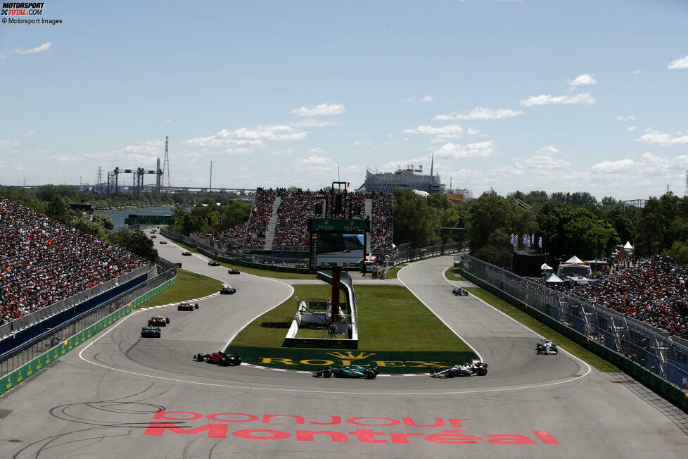 9. Montreal, Kanada (18. Juni 2023) - Seit 1978 findet der Kanada-Grand-Prix auf der Ile Notre-Dame statt. Das erste Rennen gewann ausgerechnet Lokalmatador Gilles Villeneuve, nach dem die Strecke heute benannt ist. Michael Schumacher und Lewis Hamilton konnten hier jeweils sieben Mal gewinnen