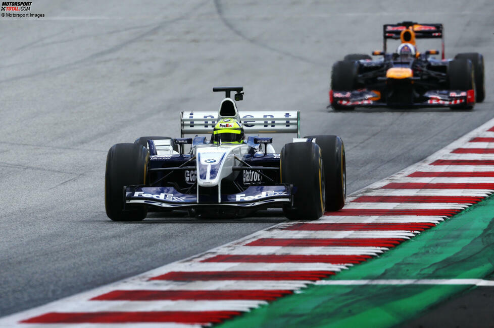 Ralf Schumacher im Williams FW25 aus der Saison 2003 vor David Coulthard im Red Bull RB8 aus der Saison 2012