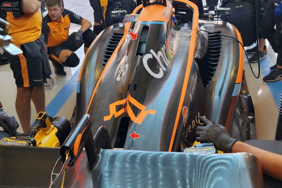 Um den Temperaturen und der Höhe zu trotzen, fügte McLaren einige weitere Kühlöffnungen in der Mitte der Motorabdeckung hinzu.