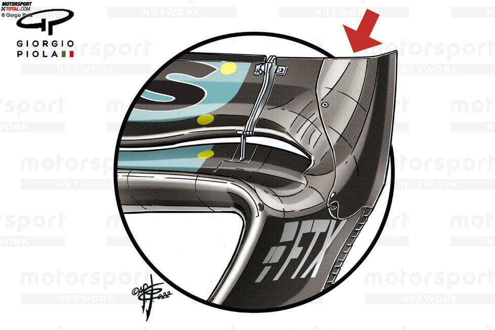 Die Mercedes-Konstrukteure haben sich bei den Änderungen am Heckflügel für Frankreich anscheinend ein Beispiel an Alpine genommen, denn der Heckflügel des W13 hatte nicht den üblichen Ausschnitt in der oberen hinteren Ecke.