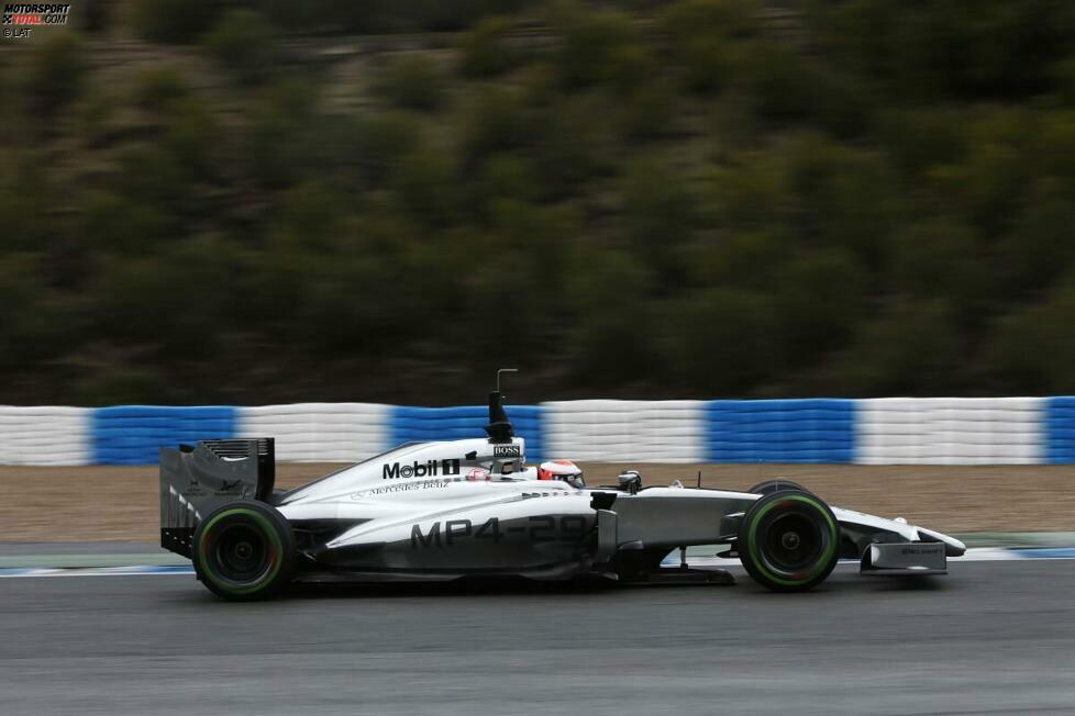 Testsieger 2014: Kevin Magnussen (McLaren) - Der Januar-Test in Jerez läutete eine neue Ära ein. Das Reglement war mit den Turbomotoren komplett umgeworfen worden und die Testfahrten mit zahlreichen Defekten eine kuriose Angelegenheit. McLaren präsentierte sich in Bestform mit Rookie Kevin Magnussen vor Williams' Felipe Massa (+0,424).