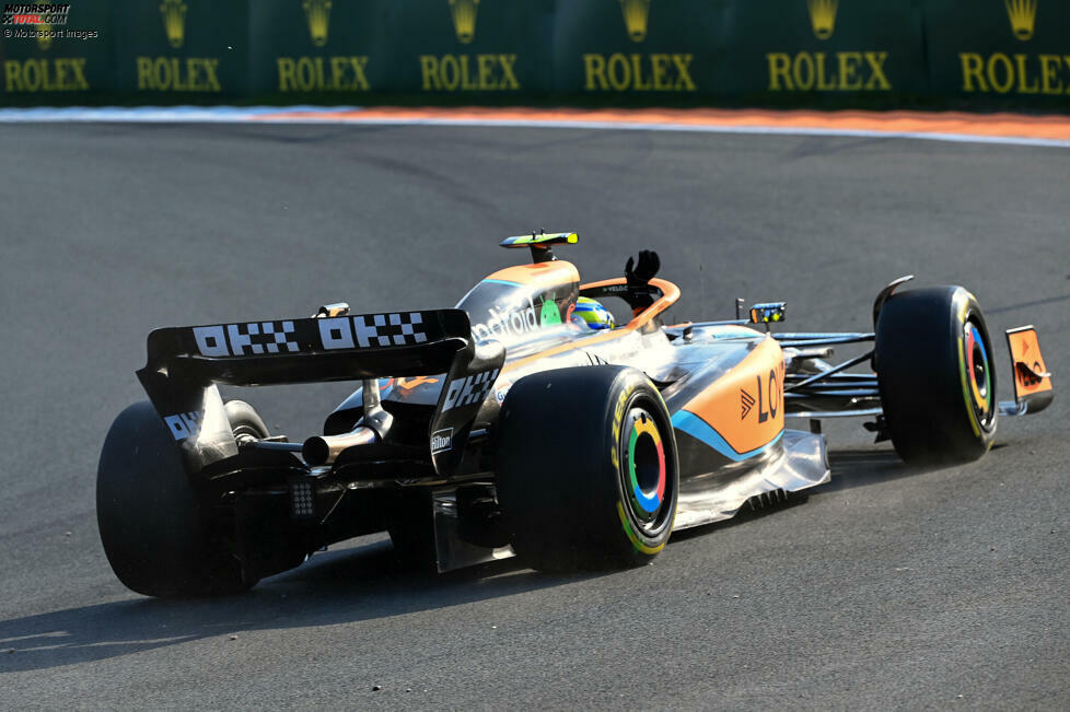 ... Lando Norris im McLaren MCL36, der nach schwachen Trainings noch auf P7 gelangt und damit in der Startaufstellung vor Schumacher steht. Ganz ohne Runde in Q3 ...