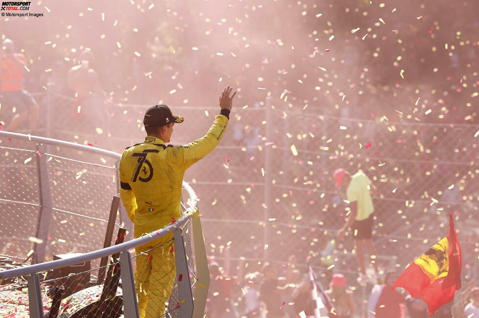 Charles Leclerc (2): Pole geholt, Start gewonnen, keine Fehler gemacht - und am Ende trotzdem nur Zweiter, weil Verstappen wieder einmal zu schnell war. Eine saubere Leistung, aber der Sieg war laut Ferrari 