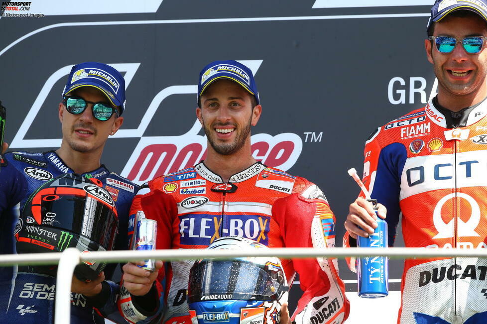 Podium: 1. Andrea Dovizioso, 2. Maverick Vinales, 3. Danilo Petrucci