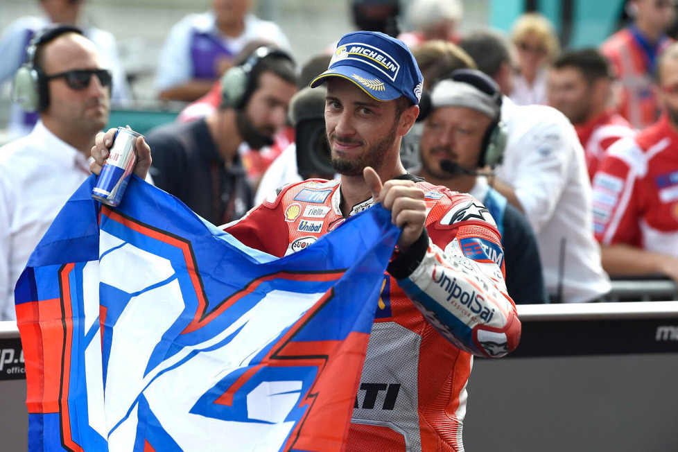 Rückblick auf jeden Rennsieg von Andrea Dovizioso in der Königsklasse der Motorrad-WM und mit wem er dabei jeweils auf dem Podest gefeiert hat