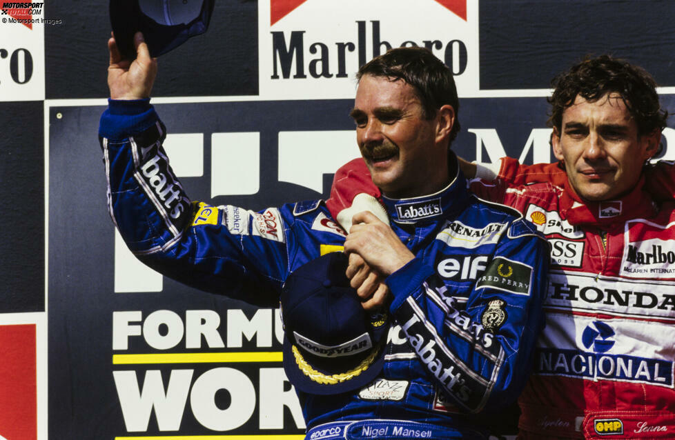 Im überlegenen Williams FW14B dominiert Mansell die Saison 1992. Er gewinnt die ersten fünf Rennen in Folge und sichert sich den Titel bereits fünf Rennen vor Schluss - bei seinem 176. Start. Nur ein Fahrer in der Geschichte der Königsklasse fährt noch mehr Rennen, bevor er zum ersten Mal Weltmeister wird ...